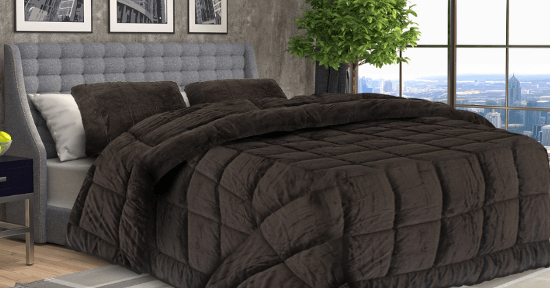 Laura Hill faux mink quilt in brown Laura Hill faux mink quilt in brown