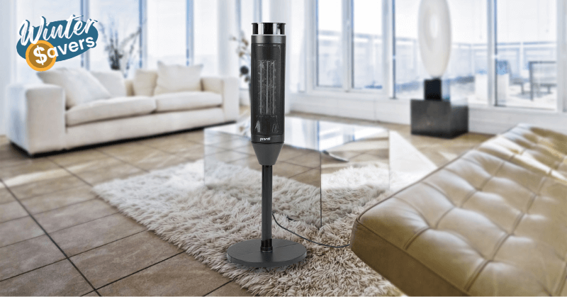 Pronti tower heater in a living room Pronti tower heater in a living room